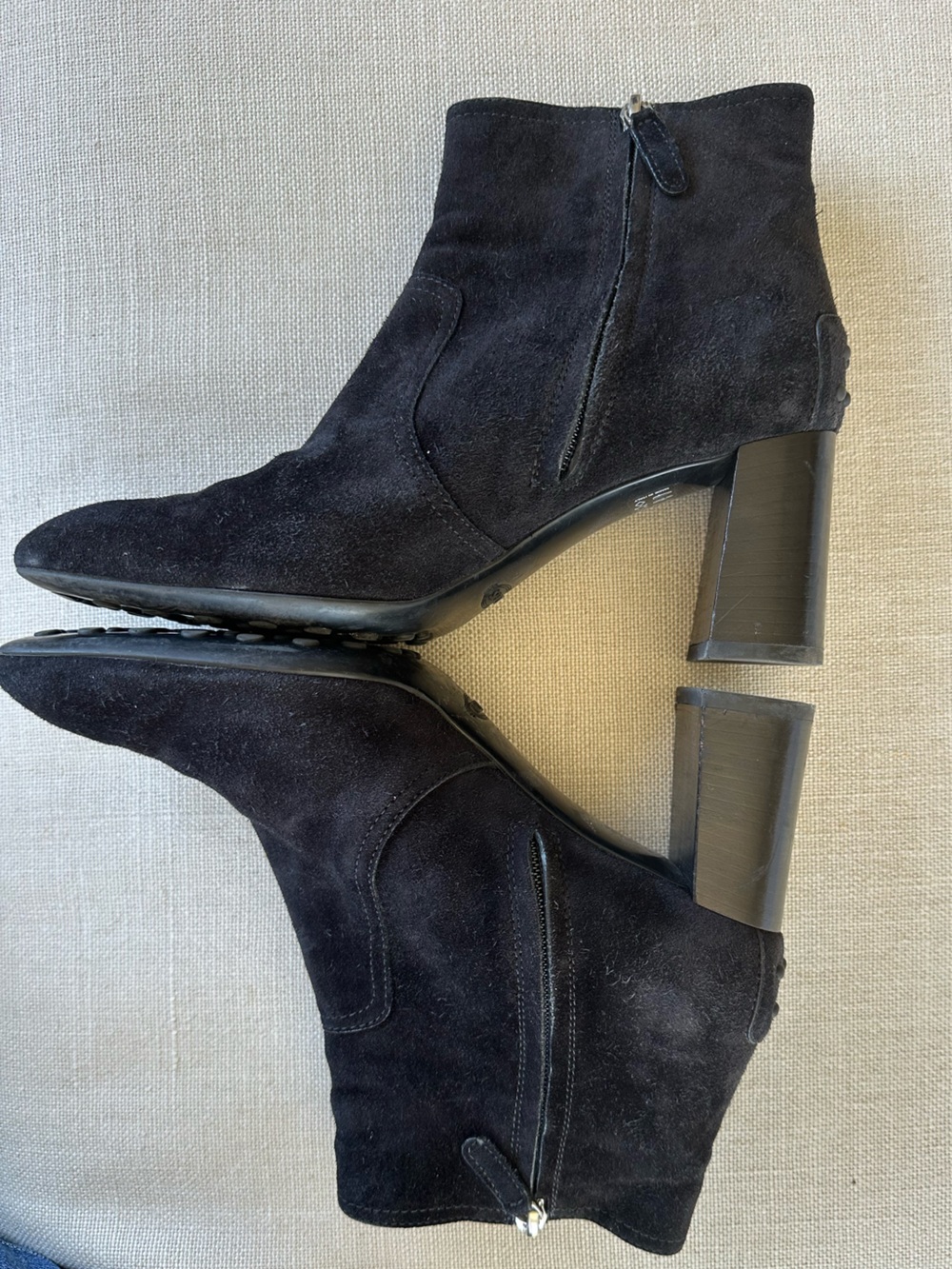 Tod's Gomma Tronchetto Suede Ankle Boots Booties Black  40.5 - Picture 7 of 15